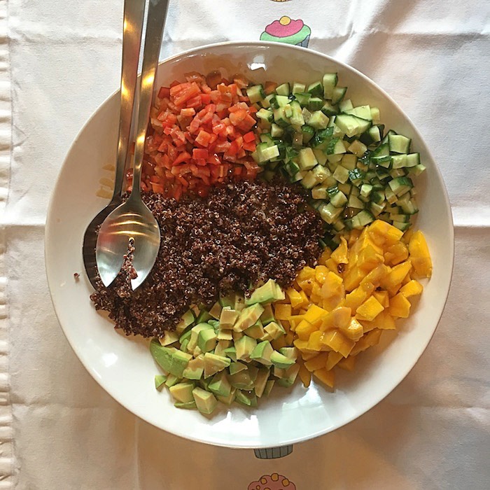 Tarifs location de salle : salade mangue-concombre au quinoa